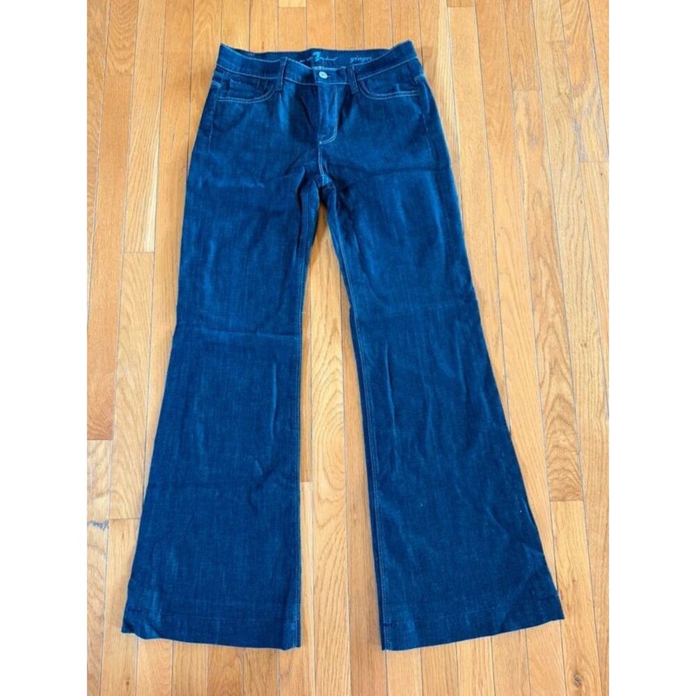 7 For All Mankind Ginger Dark Blue Denim Wide Leg Jeans Sz 29